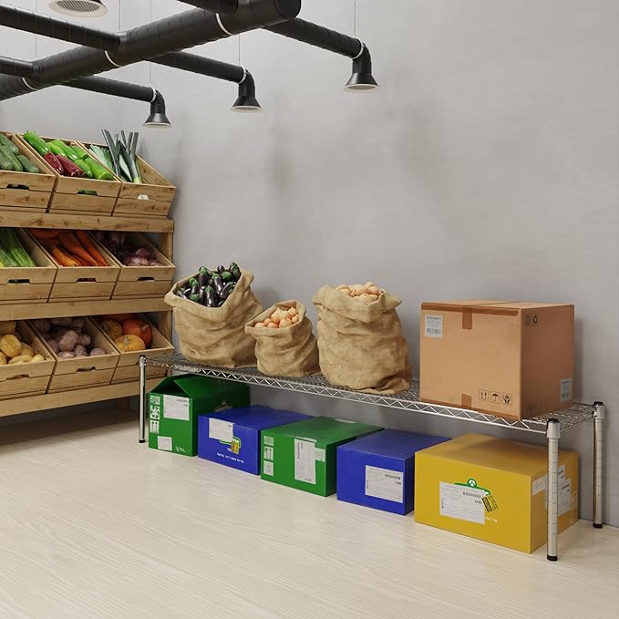 14''W x 72''L x 14''H Chrome Plated Wire Dunnage Rack | Off The Floor Storage