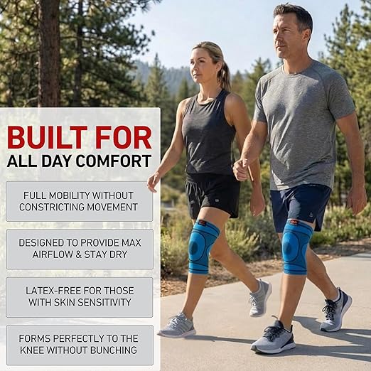 McDavid 4-Way Elastic Knee Sleeve, Compression Knee Support for Pain Relief, Soreness, All-Day Daily Activity Blue/Black XL