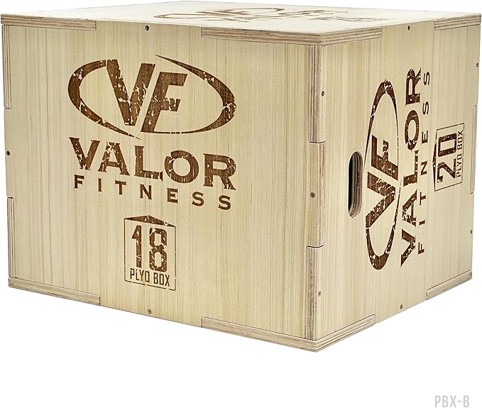 Valor Fitness Plyo Box - Wooden Plyometric Jump Box for Strength and Conditioning Training Box Jump (20” x 24” x 30”) and (18” x 20” x 24”)