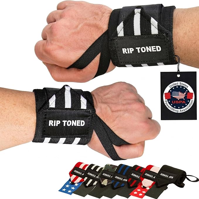 Rip Toned Wrist Wraps for Weightlifting – USPA & USAPL Approved 18" Wrist Straps for Powerlifting – Adjustable, Durable Gym Wraps with Thumb Loop – Maximum Support for Men & Women