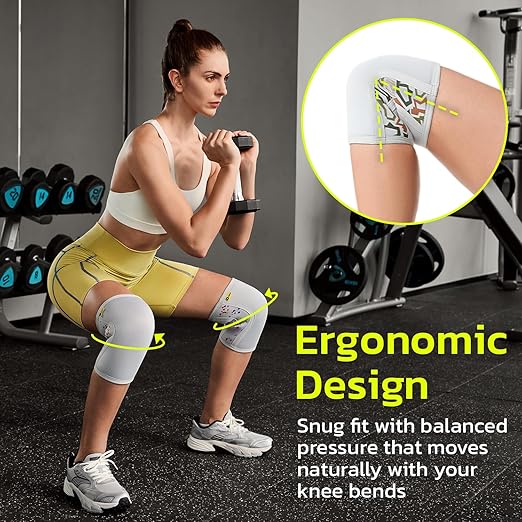 aoFIT Knee Brace for Women Men (1 Pair) 5mm Neoprene Knee Compression Sleeve Knee Support, Non-Slip Braces for Training & Fitness, Weightlifting, Marble Bloom Medium