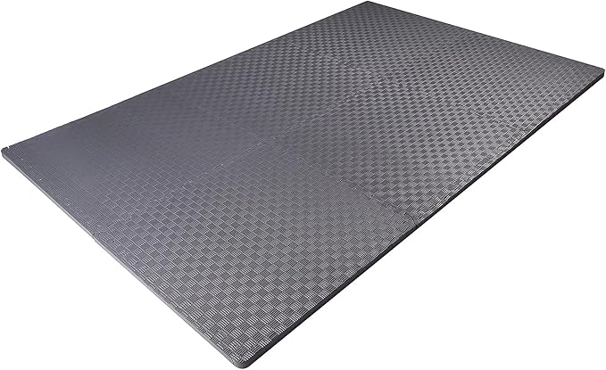 BalanceFrom Puzzle Exercise Mat 1' Thick, EVA Interlocking Foam Floor Tiles for Home Gym, Mat for Home Workout Equipment, Floor Padding for Kids, Gray, 24 in x 24 in x 1 in, 24 Sq Ft - 6 Tiles