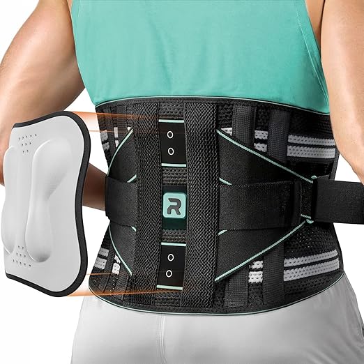 Rakiie Back Brace for Lower Back for Women Men, Elastic Back Support Belt with 8 Stays for Lifting at Work, Breathable Soft Lumbar Support, Blue XL