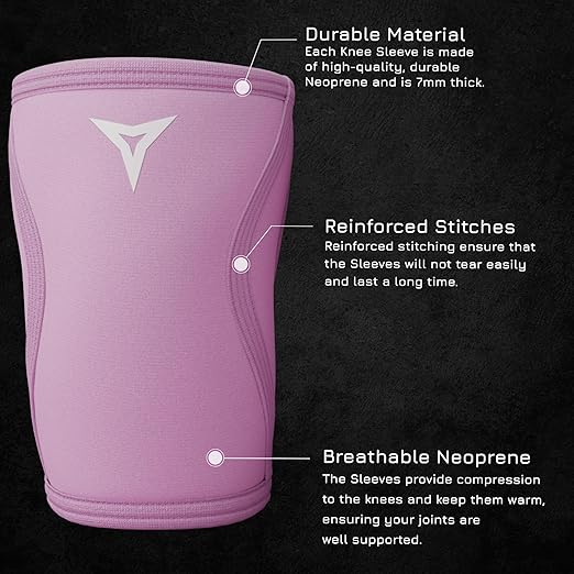 BREAKING LIMITS Pink Knee Sleeves Weightlifting Women - Gym Knee Sleeves for Women - 7MM Knee Wraps for Squats, Lifting & Powerlifting (XL)