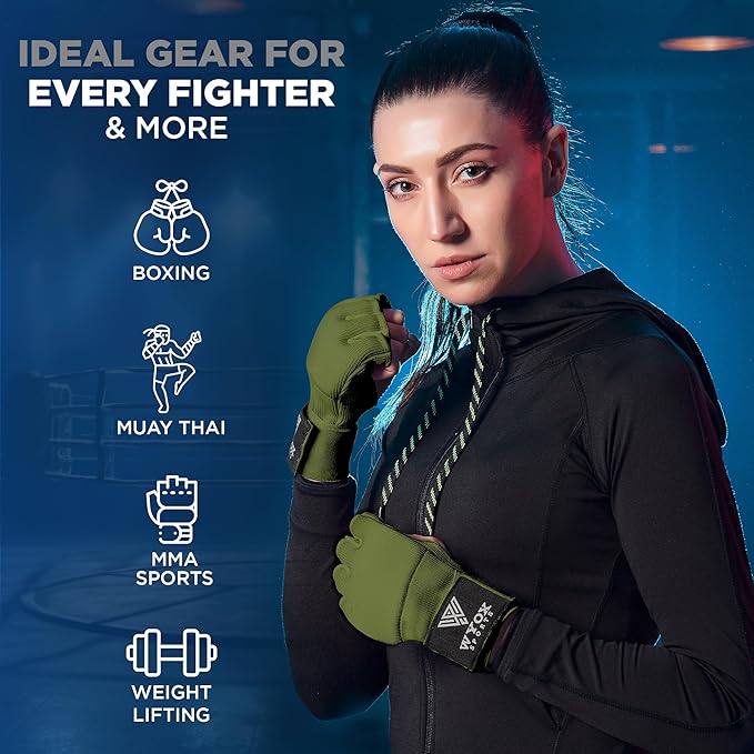 WYOX Gel Boxing Hand Wraps Inner Gloves for Men & Women – 80cm Quick Wrist Strap, Padded Knuckle Support, Fingerless MMA Muay Thai Kickboxing Wraps for Training, Punching & Martial Arts