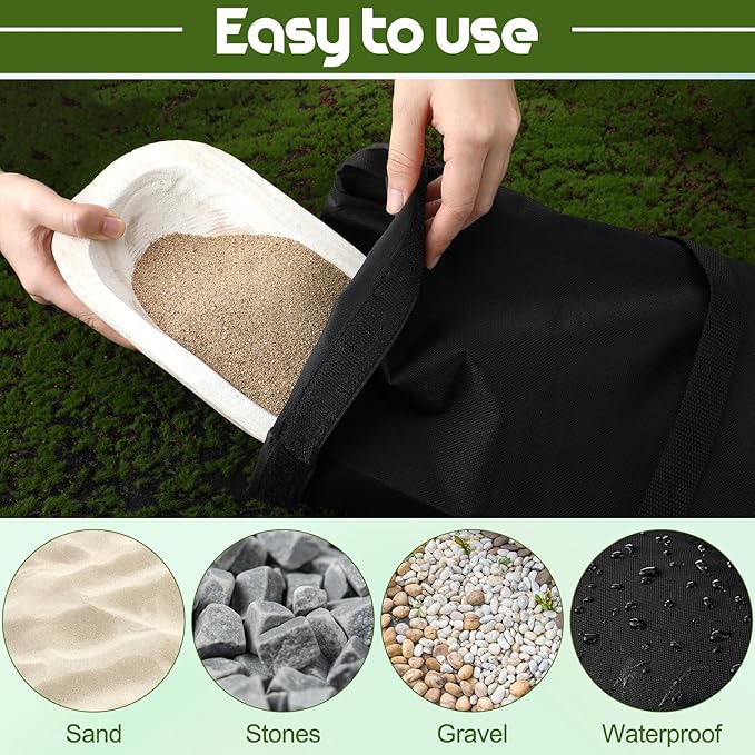 275 LBS Umbrella Base Weights Sandbags, 5 Packs Sand Bags for Weight, Outdoor Weatherproof Fillable Heavy Duty Sandbag for Furniture Patio Umbrella Trampoline Outdoor Garden Backyard