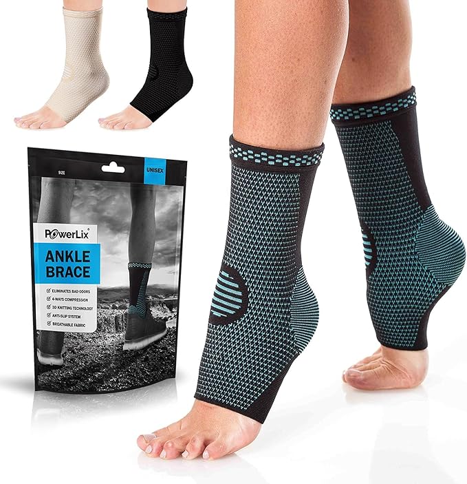 POWERLIX Legs Orthopedic Brace Compression Support Sleeve (Pair) for Swelling, Sprain, Plantar Fasciitis, Arthritis, Tendinitis
