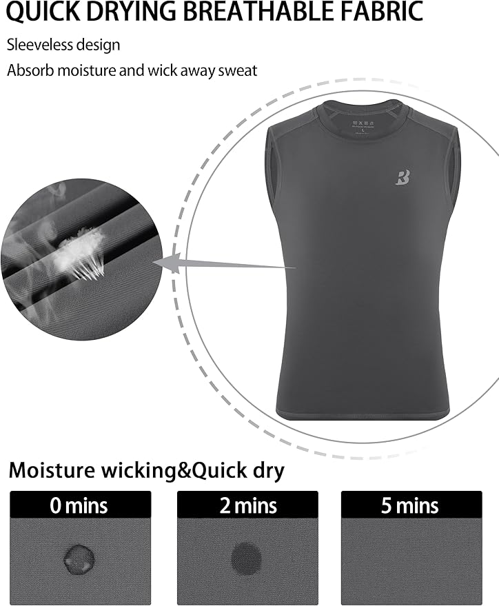 Roadbox Boys Youth Sleeveless Compression Shirt, Quick Dry Kids Football Undershirt, Athletic Soft Tank Tops Sport Basketball