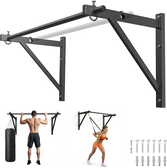 Pull Up Bar for Doorway and Wall Mount - Chin Up Bars for Home Gym, 36‘’/52‘’ in Upper Body Workout Equipment with 500 lbs Capacity, Portable Thickened Steel Construction, Joist Mounted
