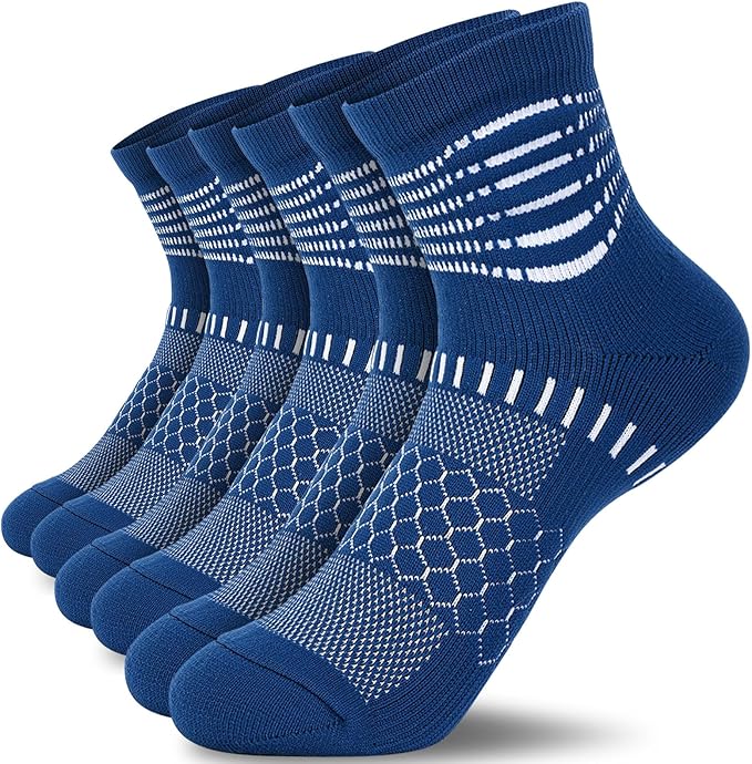 IRAMY Ankle Compression Socks for Women Men Plantar Fasciitis Relief 3/5 Pairs Cushioned Athletic Running Socks