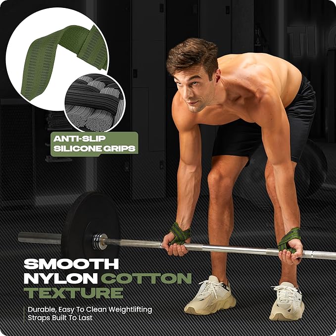 Special Essentials 2 Pack of Wrist Straps for Weightlifting - Two-Sided Anti Slip Silicone Grip & Padded Neoprene - Durable Gym Lifting Straps for Men and Women for Bodybuilding & Powerlifting