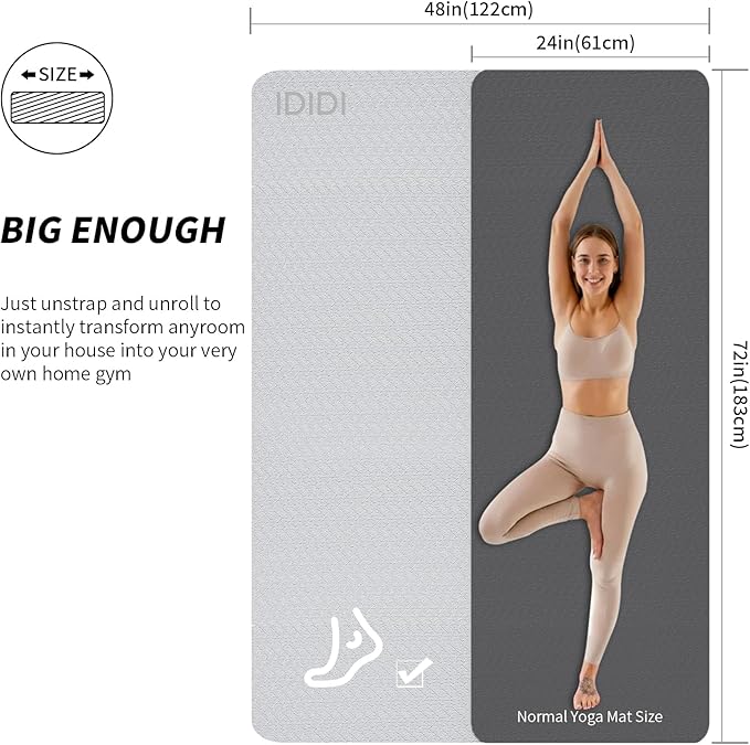 Large Yoga Mat (6'x 4') - Extra Long and Wide Workout Mat for Men and Women, Non-Slip POE 0.32''/0.4'' Thick Fitness Mat, Eco-Friendly Exercise Mat for Home Workouts, Ideal for Yoga and Pilates
