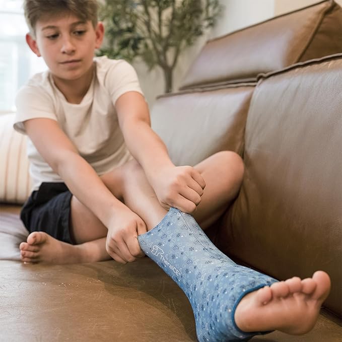 TheraICE Junior Ankle Ice Pack Wrap for Swelling, Reusable for Sprained Ankle Injuries, Cold Therapy Sock Compression, Plantar Fasciitis Relief, Achilles Tendonitis, Sore Feet, Foot & Heel