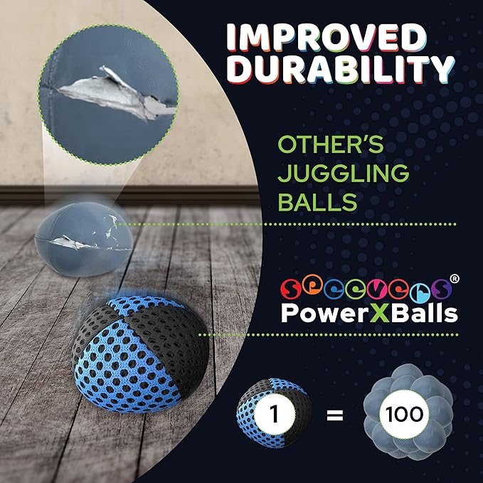 speevers Weighted Juggling Balls for Fitness 650g, Set of 3 Power XBalls with Carry Pouch, Fun Indoor Home Workout Aids for Weight Loss and Training, Best Exercise Gifts for Men and Women