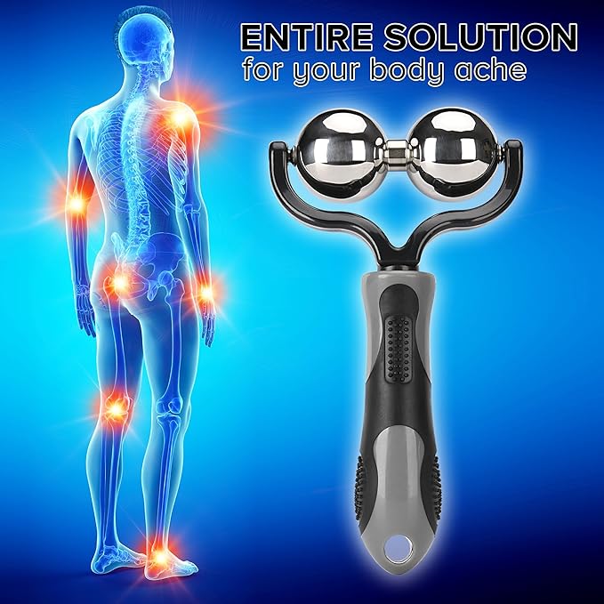 Nobility Massage Ball Roller– Ice Cold and Hot for Deep Tissue and Sore Muscle Relief of Stiffness and Stress, Body, Neck, Back, Foot, Plantar Double Grey