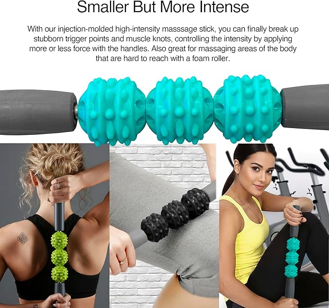 321 STRONG Foam Roller Set with: Hollow Core Roller, Muscle Roller Stick, Stretching Strap, Spikey Ball, Quick Start Guide, Carry Bag, and 4K eBook