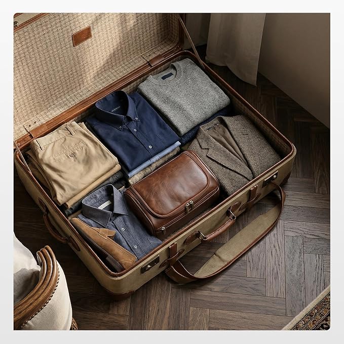 Travel Toiletry Bag for Men, Hanging Hygiene Bag EDC Pouches Small Dopp Kit Water-resistant Mens Shaving Kit Bags PU Leather Toiletry Organizer for Travel Weekend Fitness Hospital Black