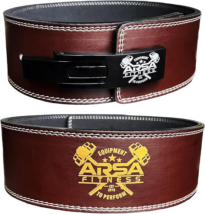 Arsa Fitness Weightlifting Adjustable Lever Belt for Men & Women Leather Weight Belt for Powerlifting Back Support Workout Deadlifts Squats 10MM Thickness 4" Width Royal Oak
