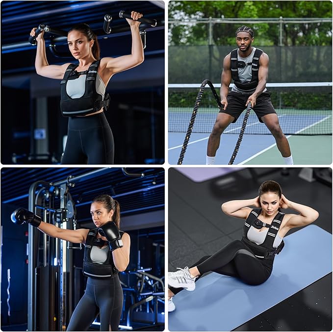 ZELUS Weighted Vest for Women Men, 4-10lb/11-20lb/20-32lb Curve-Fit Ergonomic Design Adjustable Workout Vest with 6 Iron Sand Bags, SGS-Certified Rucking Vest for Strength Training & Cardio Workouts