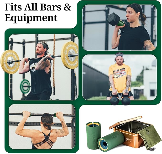 Tribus - Thick Grips for Dumbbells and Barbells, 2.05" & 2.44" Thick Dumbbell Grips for Men and Women, Extreme Arm & Forearm Builder Grip Strength, Barbell Grip for Weight Lifting