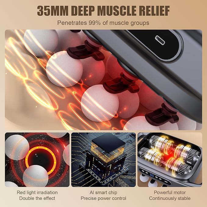 16 Head Massage Gun, 【2026 Upgrade】 12V Motor 60kg Deep Tissue Percussion Massager, 30 Intensity Levels & 3 Smart Modes Multi-Head Back Massager for Legs,Back,Arms,Waist Pain Relief