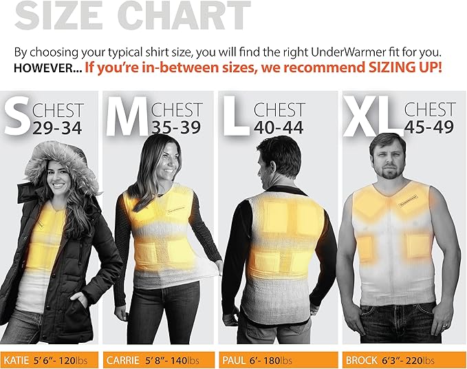 Single-Use Heated Vest Shirt | Compression Baselayer | 8 Built in Heat Packs | Body Warmer | White