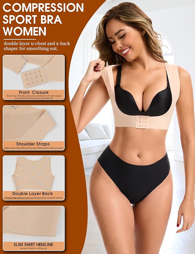 MISS MOLY Posture Corrector For Women Open Bust Chest Brace Push Up Back Support Front Closure Bra Tank Top Shapewear