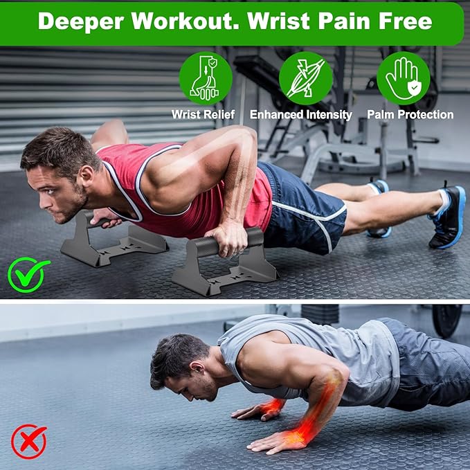SELEWARE Push Up Bars, Heavy Duty Steel Push Up Stands with Non-Slip Knurled Handles & Lion Base, 600LB Capacity Parallettes Bars for Floor Workouts, Calisthenics, Strength Training, Handstand