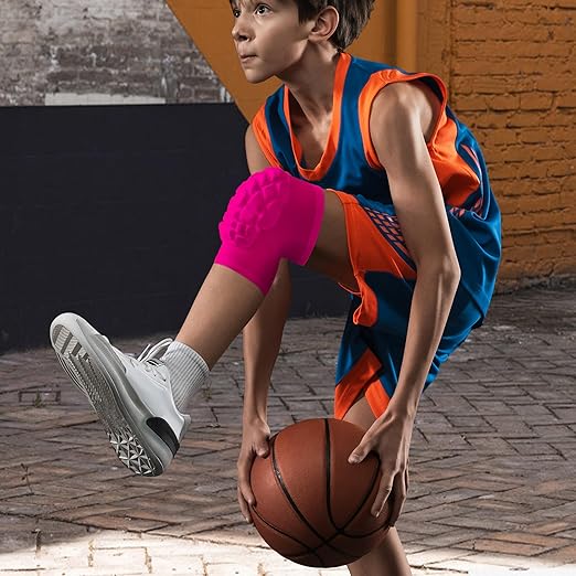 Wrestling Knee Pads for Kids Youth Adult, Knee Compression Sleeve for Basketball Volleyball Football, 1 Pair Short Knee Pads Sleeves ((#2) Pink-2pcs,Large)