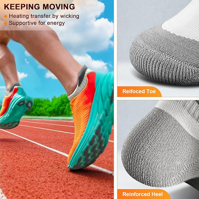 BULLIANT Men Running Socks,Active Ankle Socks No Show For Men With Cushioned Footbed Arch Support Breathable Wicking