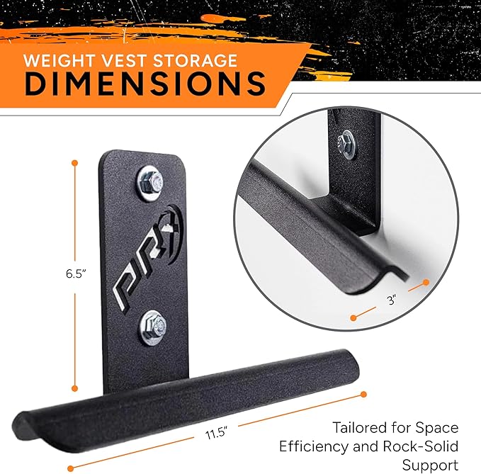 PRx Performance USA Made Wall-Mounted Heavy Duty Storage Hanger for Weight Vests,Tactical Gear, Backpacks,and Body Armor Plate Carrier Vest, Durable Steel Construction for Home Garge Gym Accessories