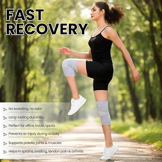 Bamboo Charcoal Knee Sleeve - Bamboo Compression Knee Sleeve for Men and Women Meniscus Tear, Sports, Joint Pain Relief, Injury Recovery - Elastic Warm Knee Brace for Arthritis (XX-Large)