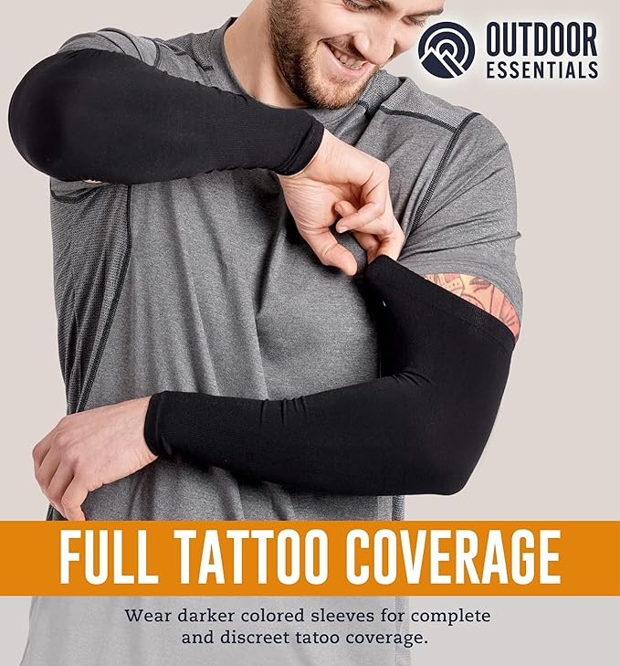 OutdoorEssentials UV Sun Protection Arm Sleeves - Compression Arm Sleeve, UV Arm Sleeves Men, Women - Golf Cooling Sleeves