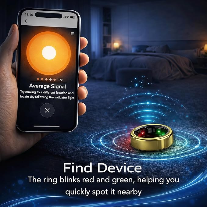 Smart Ring Health & Fitness Tracker for Men & Women – Sleep, Heart Rate, SpO₂, HRV & Stress Tracking – BP & Women Health Support, 180+ Sport Modes, IP68 Waterproof, No Subscription Fee (Gold, 10)