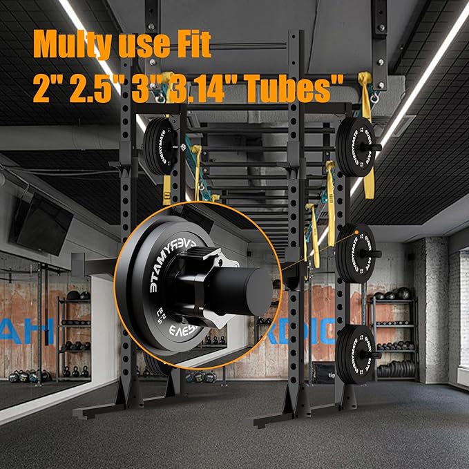 EVERYMATE Weight Plate Holder: Power Rack Attachments Weight Plate Holder Storage for 2 inch Olympic Plates, 2x2 3x3 2x3 Power Cage Accessories for 5/8 inch holes (4 Pack)