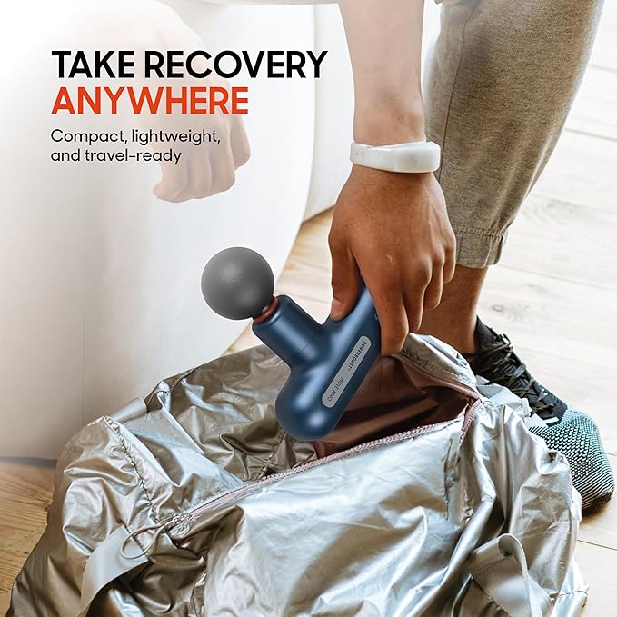 Sharper Image Powerboost Move Aero [New 2026 Version] Mini Deep Tissue Percussion Massage Gun| Muscle Recovery & Pain Relief Massage Tool| Full Body Back & Shoulder Massager| Travel Gift for Men Women