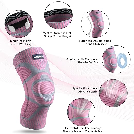 NEENCA Knee Brace for Knee Pain Relief, Medical Knee Support with Patella Pad & Side Stabilizers, Compression Knee Sleeve for Meniscus Tear, ACL, Arthritis, Joint Pain, Runner, Sport- FSA/HSA APPROVED