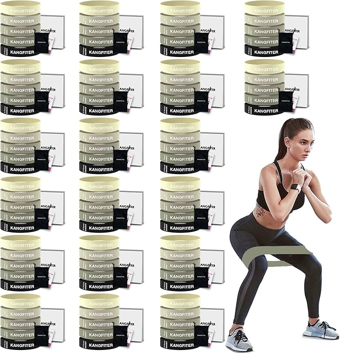 100 PCS Bulk Resistance Bands Latex, Loop Exercise Bands Set for Gym Members Sports Class Students Gift, 5 Pieces Each Set with Storage Bag, Fitness Bands for Outdoor Home Gym Yoga Pilates
