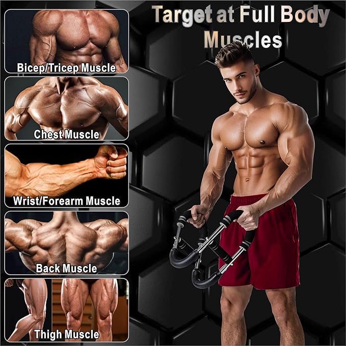 Twister Arm Trainer, Adjustable Resistance Chest Workout Equipment for Men Women, Forearm Biceps Tricep Chest Thigh Exerciser, Portable Spring Home Workout Bar