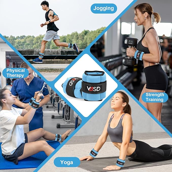 VBSD Adjustable Ankle Weights for Men Women, 2 4 6 8 10 lbs 1 Pair Leg Weight Straps, Weighted Ankle Weight Set with Removable Sandbags for Walking Running Yoga Physical Therapy Gym Home Workout