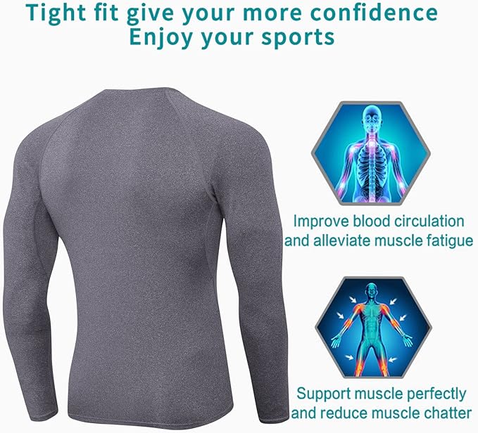 SPVISE 1 or 3 Pack Men's Compression Shirts Long Sleeve Workout Gym T-Shirt Running Top Cool Dry Sports Baselayer Undershirts