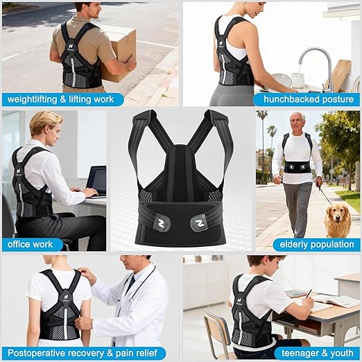 NEENCA Medical Posture Corrector Back Brace for Women & Men, Fully Adjustable Back Support, Shoulder Straightener for Upper and Lower Back Pain Relief - Scoliosis, Hunchback, Thoracic, Spine Corrector