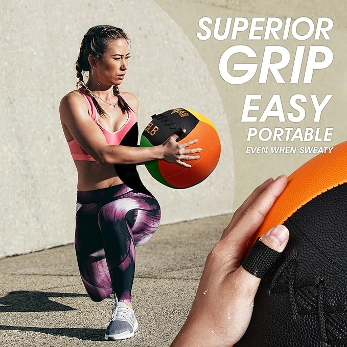 Yes4All Wall Ball, Soft Leather Weighted Iron Sand Ball for Dynamic Multifunctional Exercise, 6 LB - 30 LB