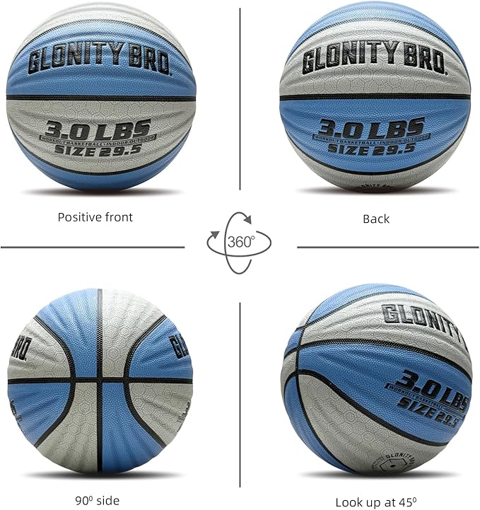 Weighted Basketball Non-Slip 28.5"/29.5", 2.2LBS/3LBS, Outdoor/Indoor Heavy Training Ball, Used to Increase Strength
