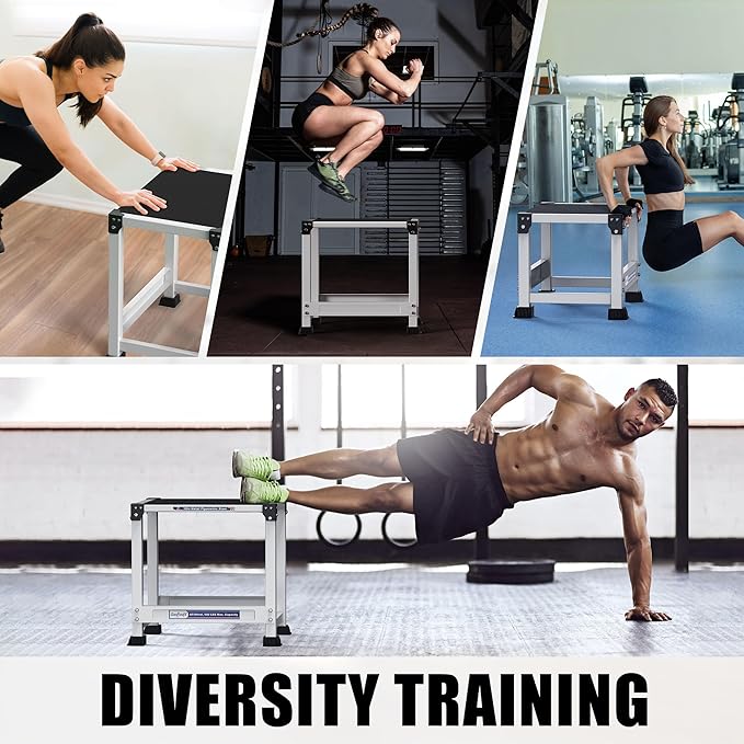 GanFindX Steel Plyo Box 12/18 Inch Surface Metal Plyometric Jumping Box Home Gym Jump Trainer for Fitness Exercise Agility Stamina Conditioning Strength
