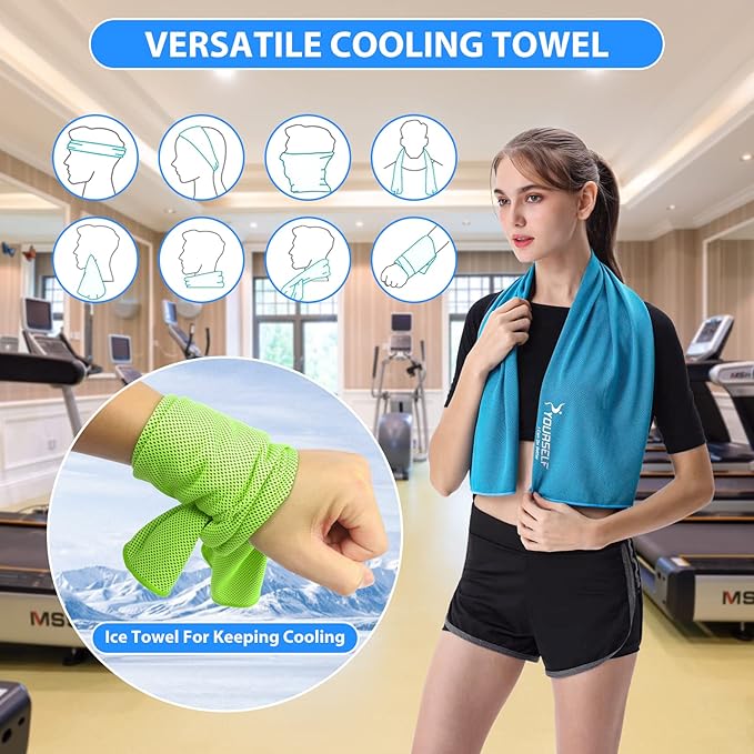 SYOURSELF Cooling Towels for Neck and Face, 4 Pack 40" x 12" Cooling Towel for Hot Weather, Soft Breathable Instant Cool Chilly Pad for Sports Golf Yoga Gym Athletes Camping Ice Towels