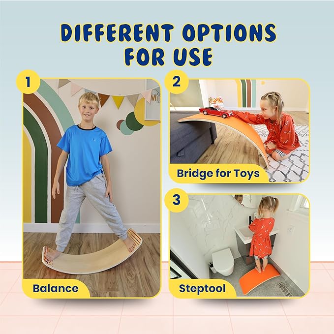 New Bounce Balance Board - Premium Wooden Wobble Board for Exercise & Balance Training - Supports Up to 480 Lbs. - Versatile Rocking Balance Boards for All Ages