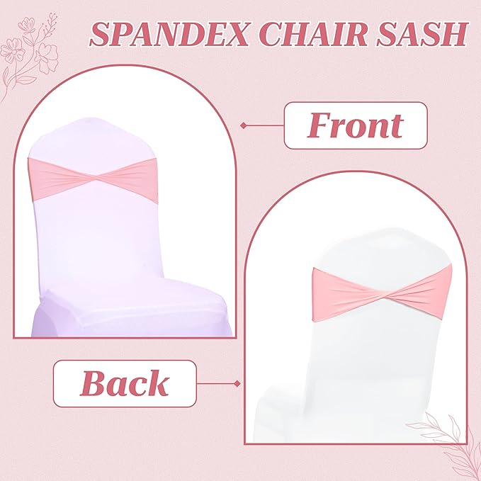 VDS Pack of 100 PCS | Dusty Rose | Spandex Chair Sashes Bows Without Buckle | Stretch Elastic Banquet Universal Folding Chair Band Tie with for Wedding Party Conference Celebration Event Decoration