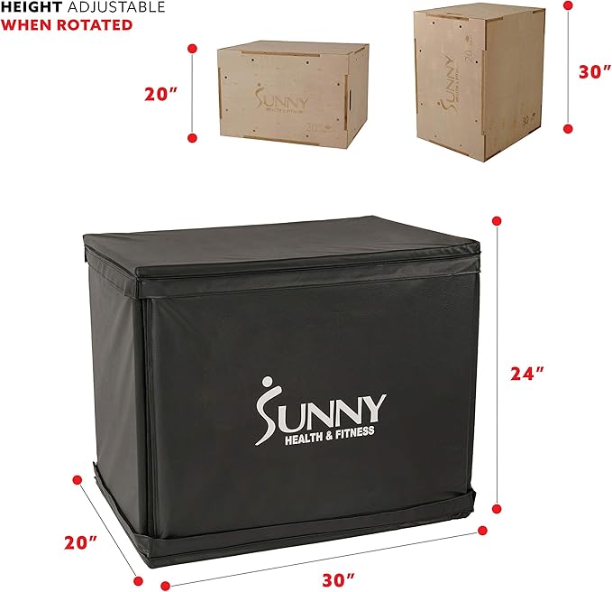 Sunny Health & Fitness Foam Plyo Box with Adjustable Heights and High Weight Capacity