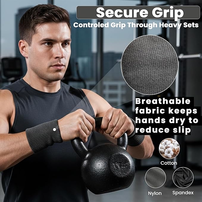 Kettlebell Wrist & Forearm Guards | Impact-Absorbing Wristbands for Kettlebell Training | Protects from Bruises | Breathable & Sweat-Wicking | Unisex Stretch Fit | One Size Fits All (Pair)